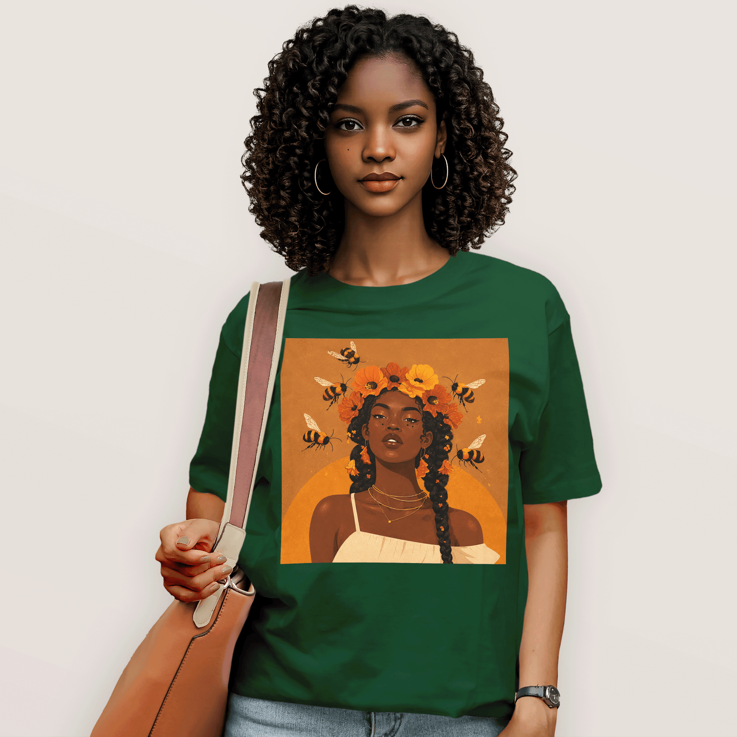 Honey Blossom Afro Goddess T-Shirt