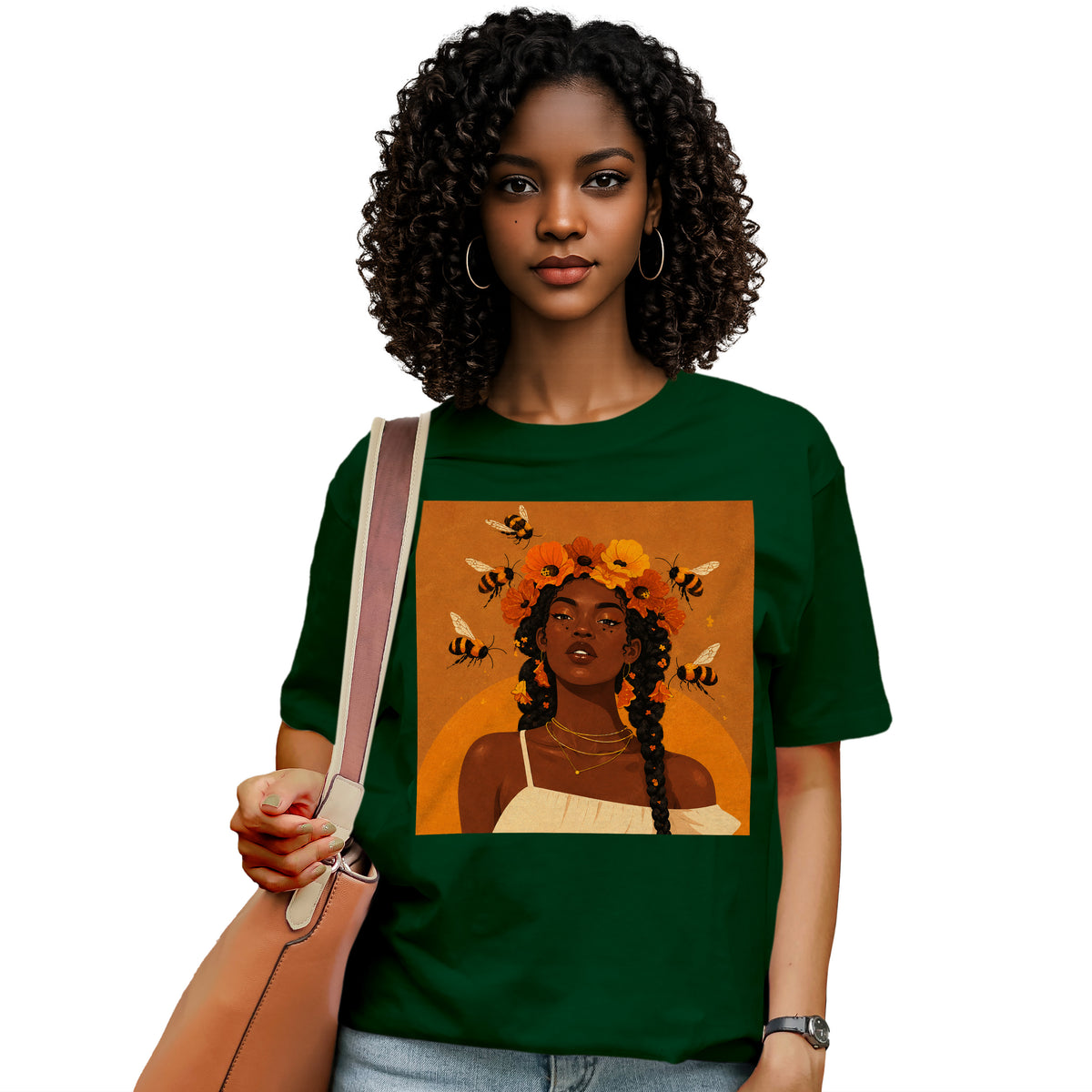 Honey Blossom Afro Goddess T-Shirt