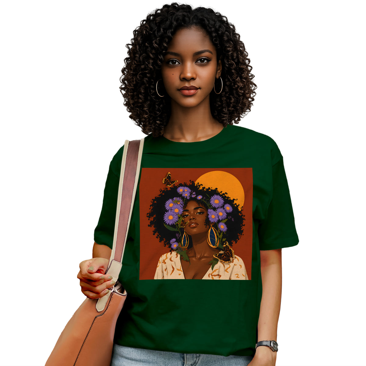 Aster Bloom Afro Goddess T-Shirt