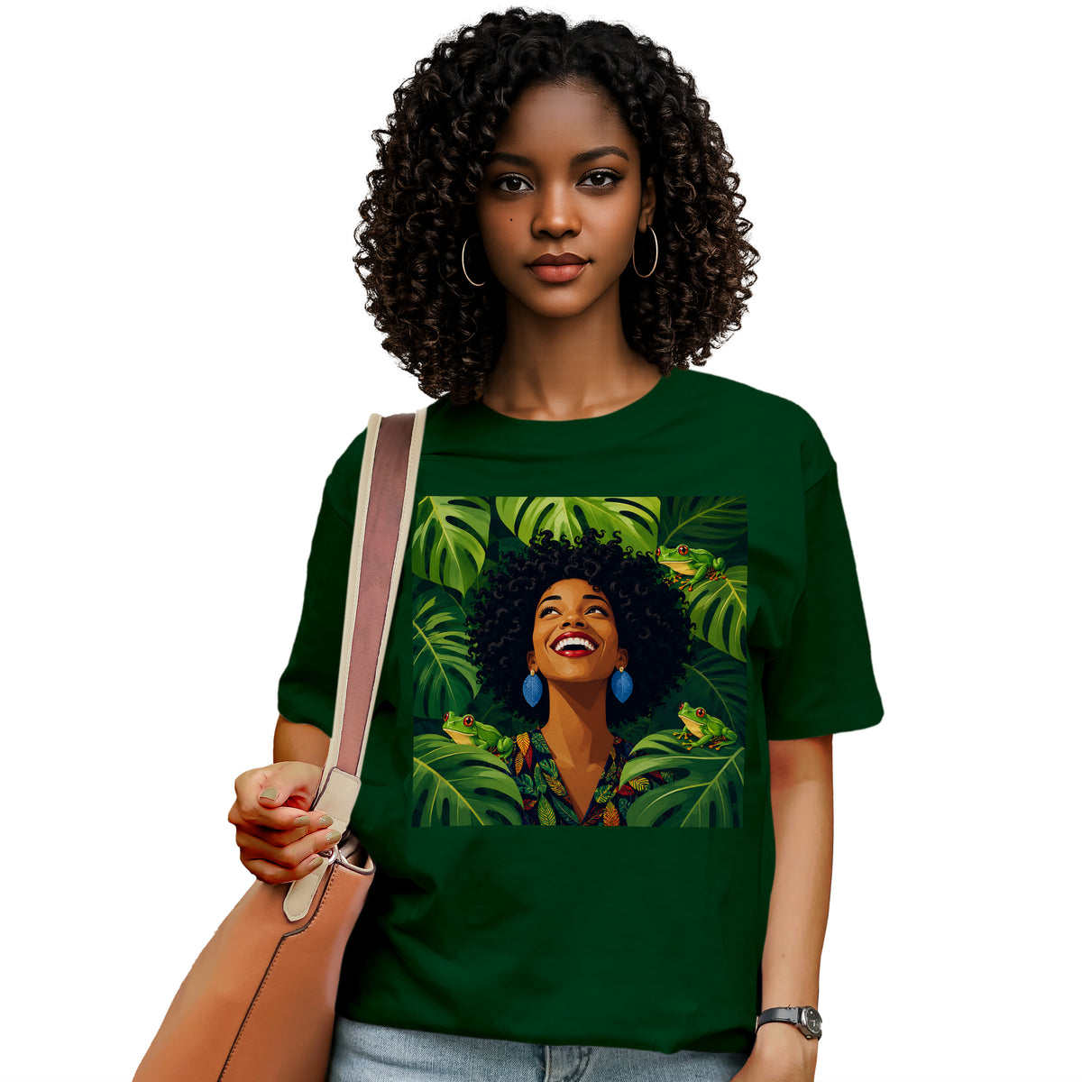 Tropical Frog Afro Queen T-Shirt