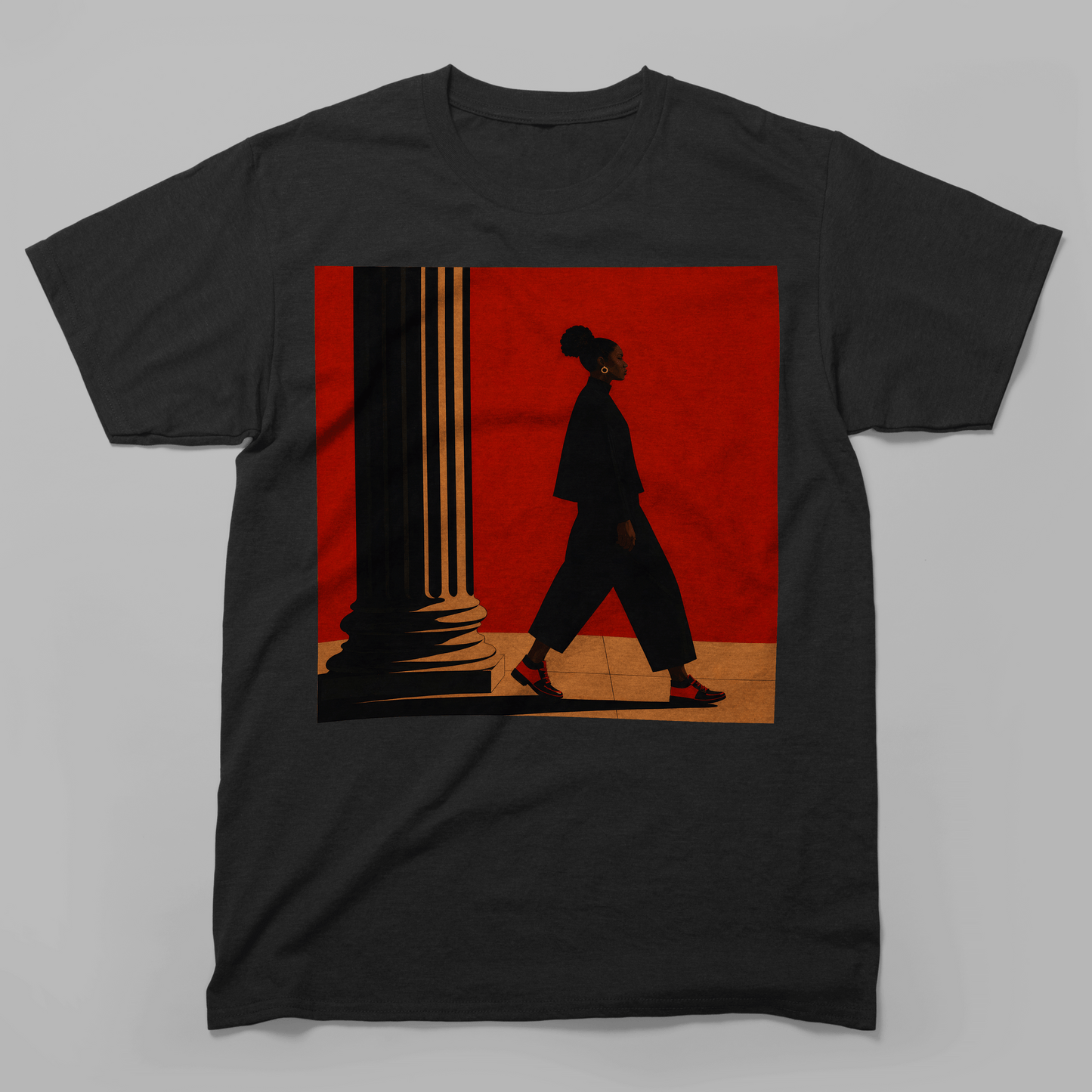 Afrocentric Black Girl Walking Melanin Travels Fashion T-Shirt