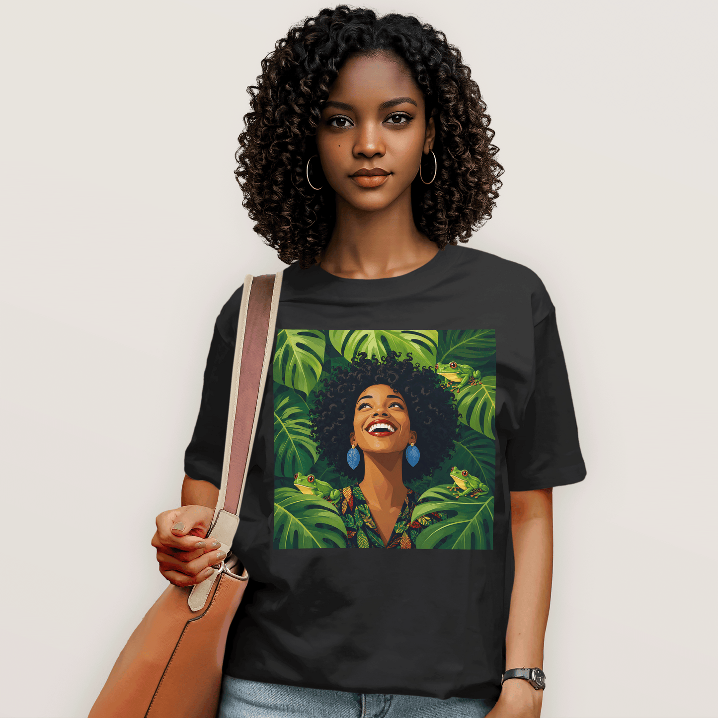 Tropical Frog Afro Queen T-Shirt