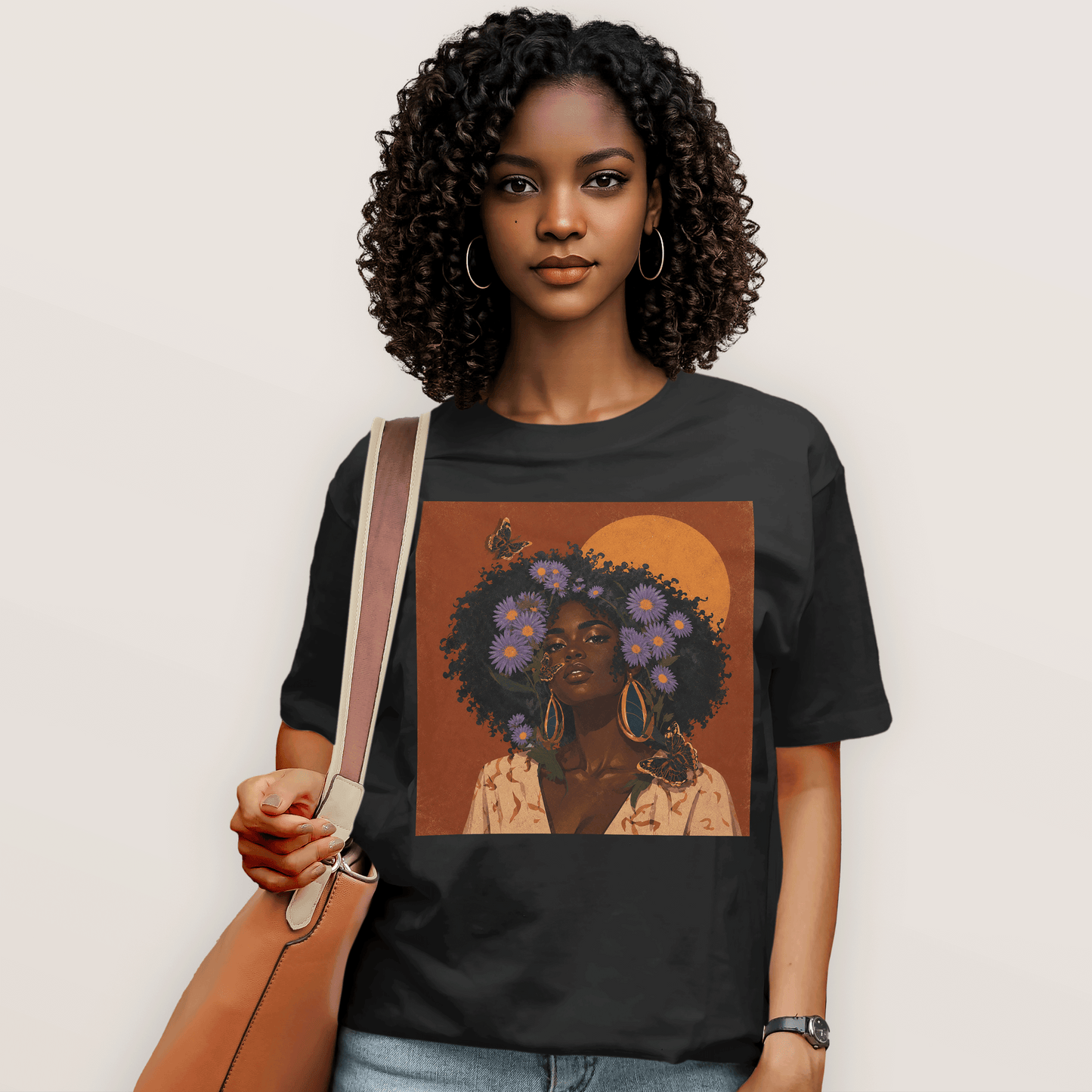 Aster Bloom Afro Goddess T-Shirt