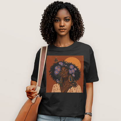 Aster Bloom Afro Goddess T-Shirt