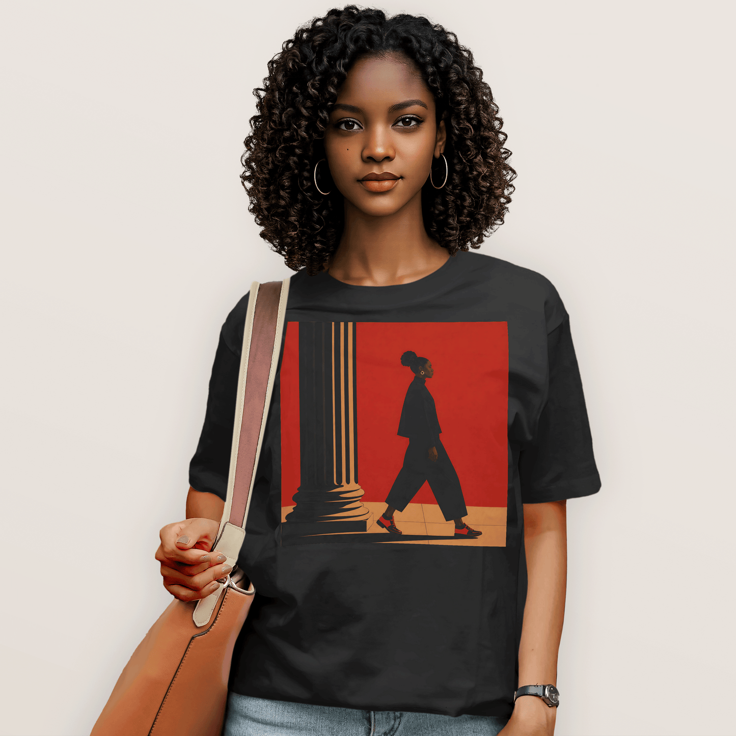 Afrocentric Black Girl Walking T-Shirt