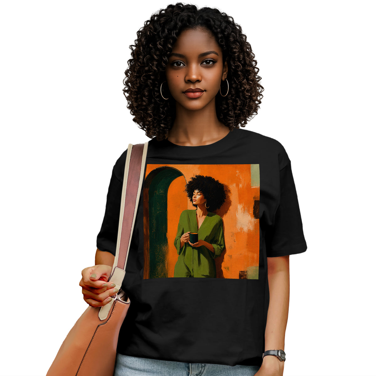 Black Woman Morning Coffee T-Shirt