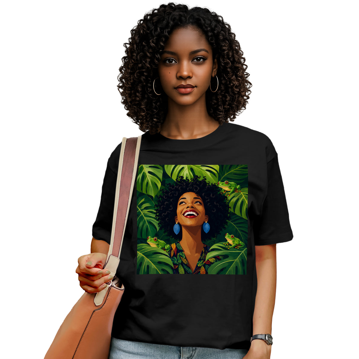 Tropical Frog Afro Queen T-Shirt