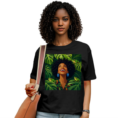 Tropical Frog Afro Queen T-Shirt