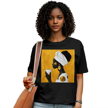 She Sips in Gold T-Shirt