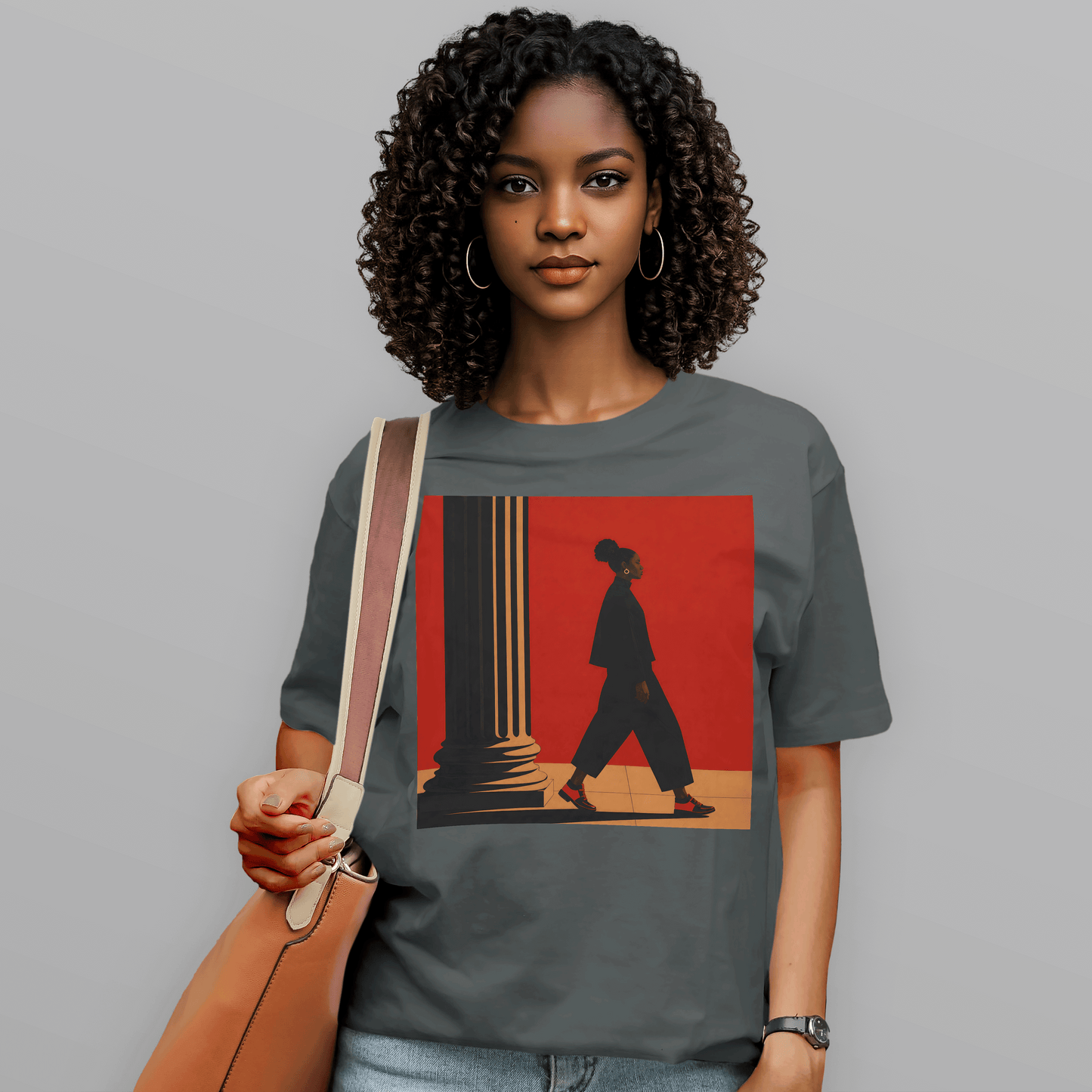 Afrocentric Black Girl Walking Melanin Travels Fashion T-Shirt