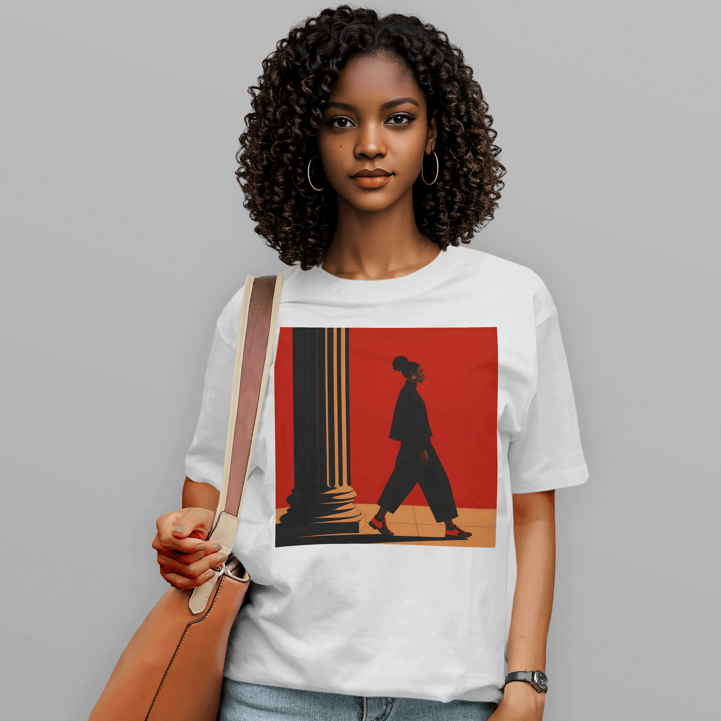 Afrocentric Black Girl Walking Melanin Travels Fashion T-Shirt