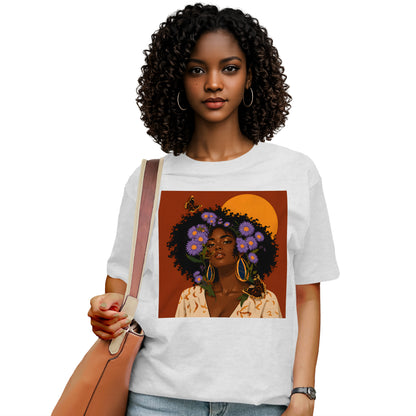 Aster Bloom Afro Goddess T-Shirt