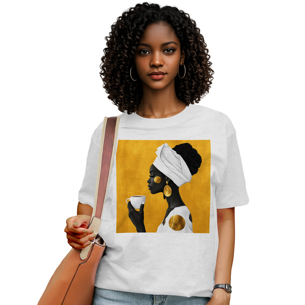 She Sips in Gold T-Shirt
