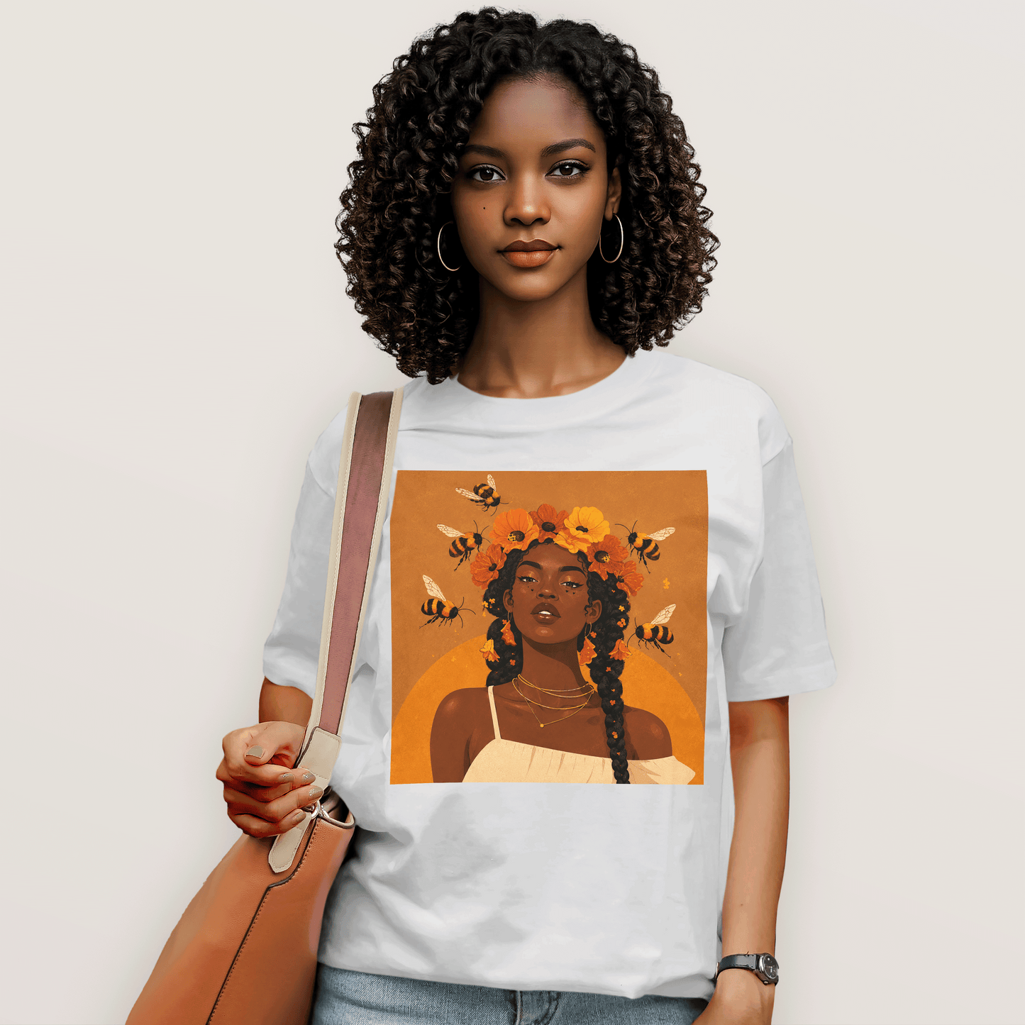 Honey Blossom Afro Goddess T-Shirt