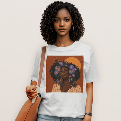Aster Bloom Afro Goddess T-Shirt