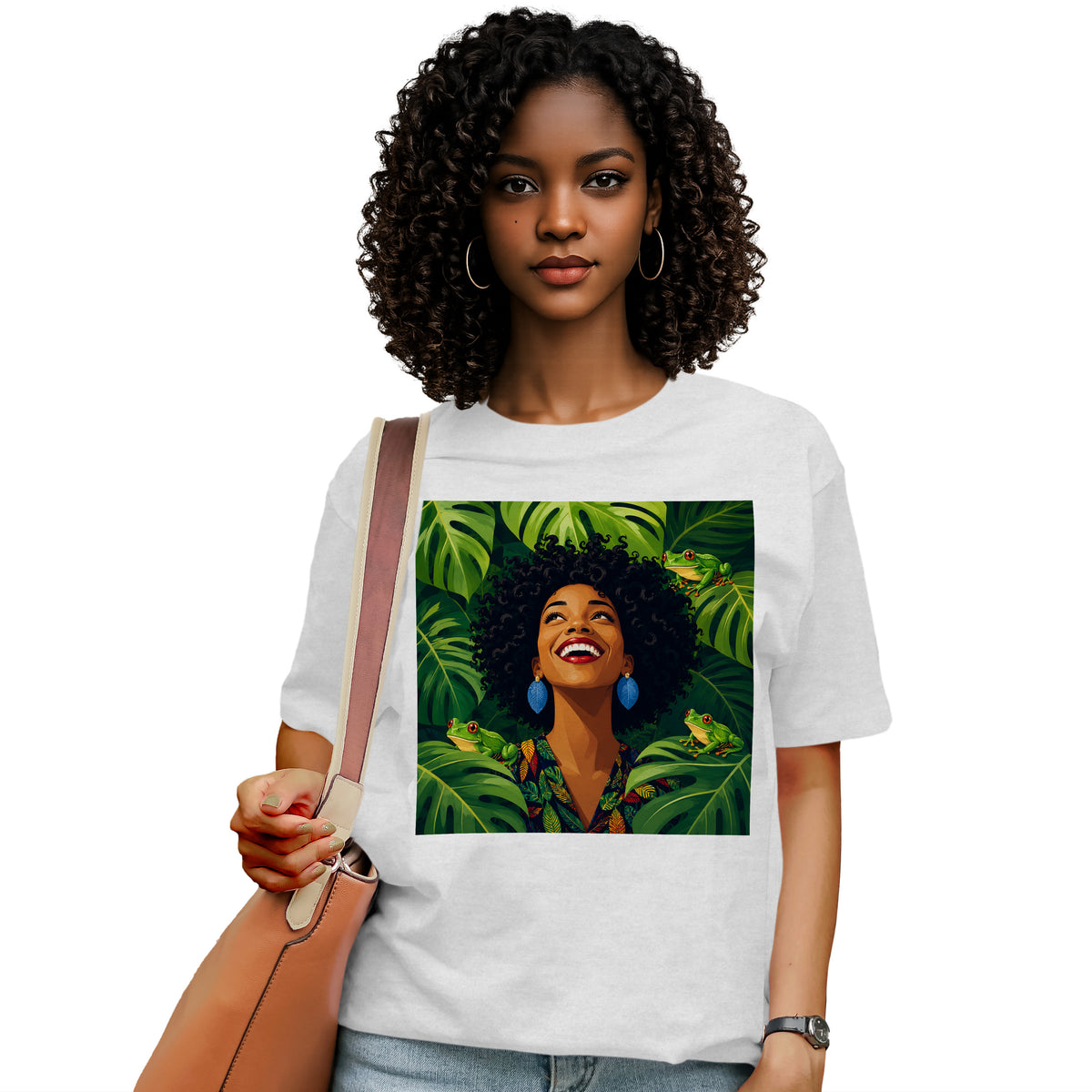 Tropical Frog Afro Queen T-Shirt