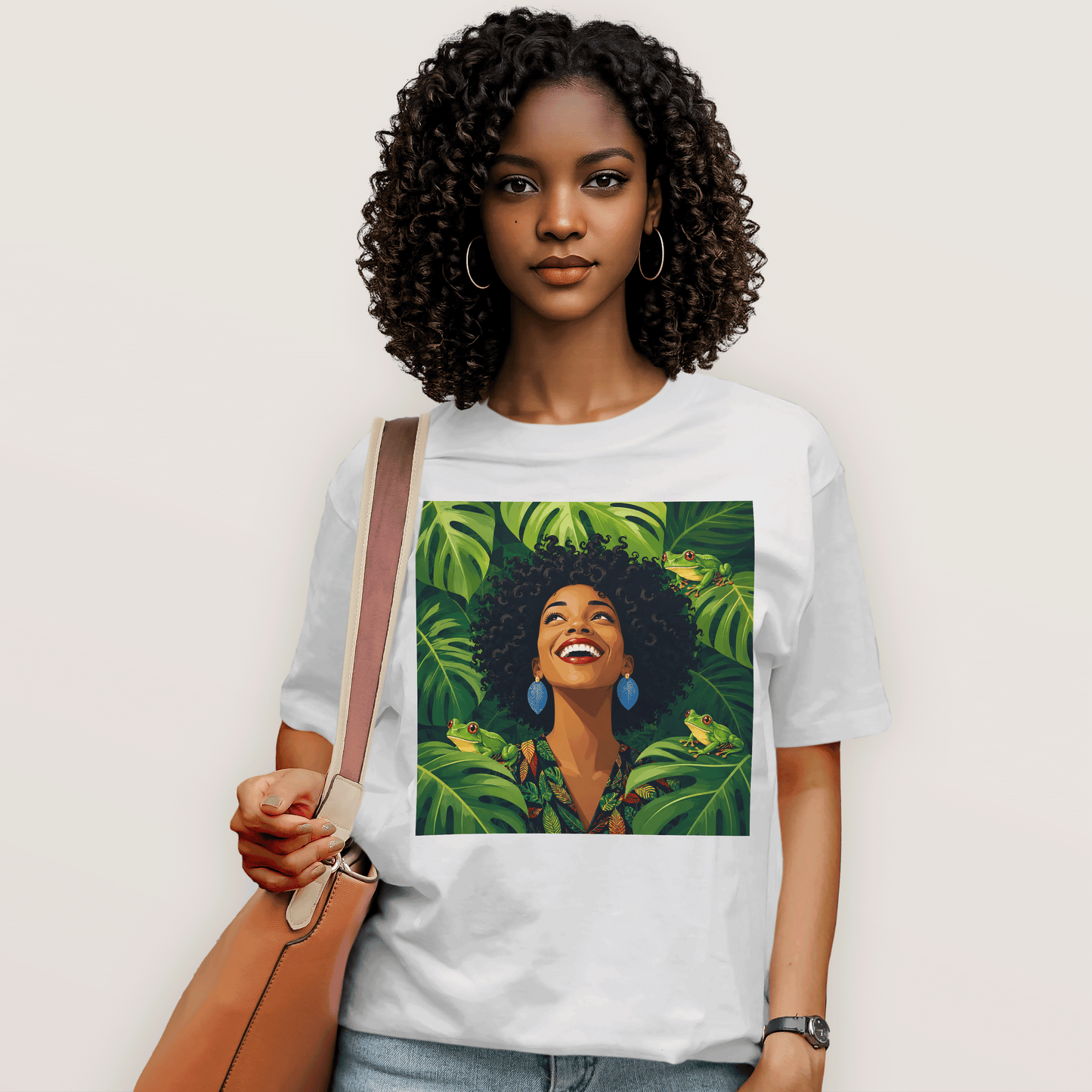 Tropical Frog Afro Queen T-Shirt
