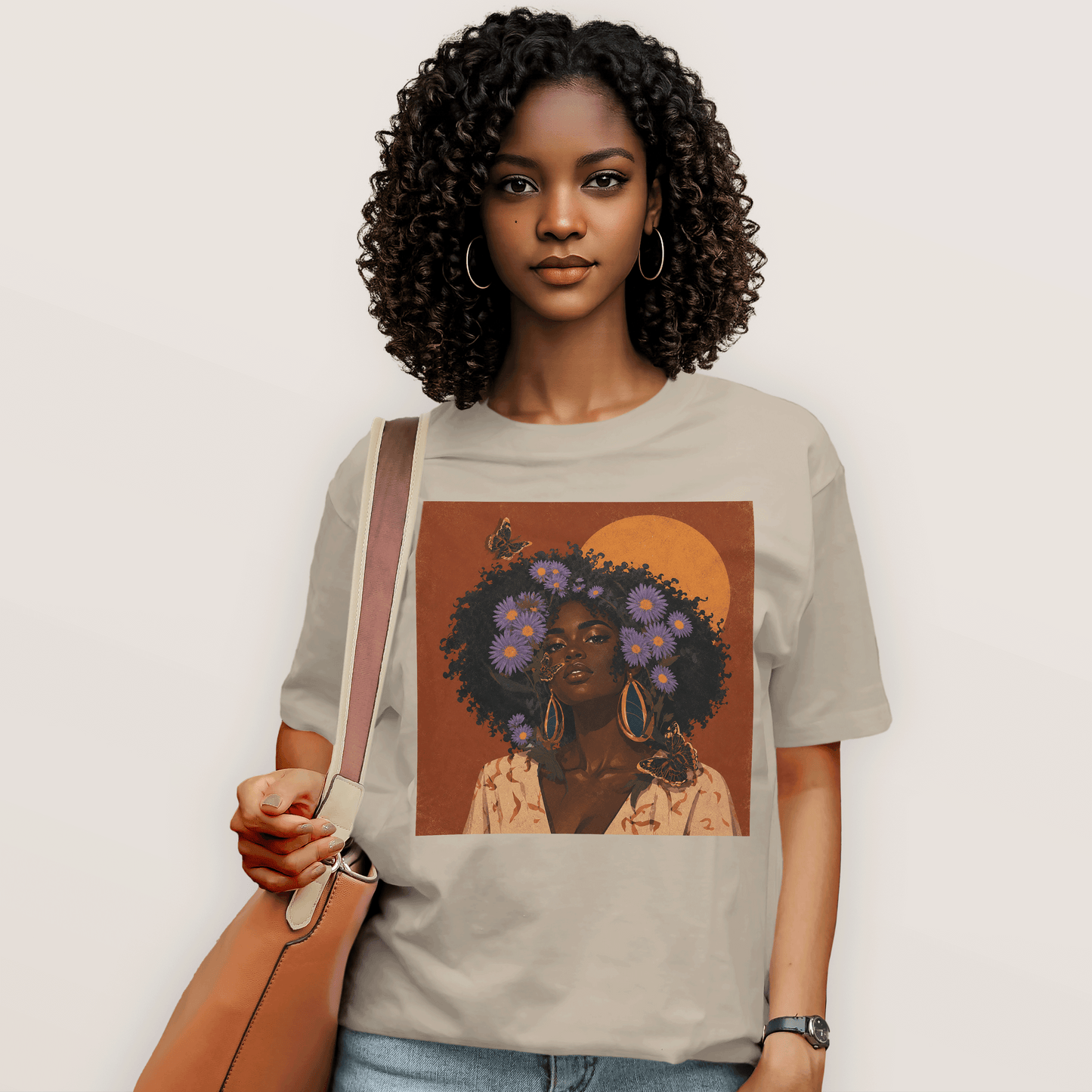 Aster Bloom Afro Goddess T-Shirt