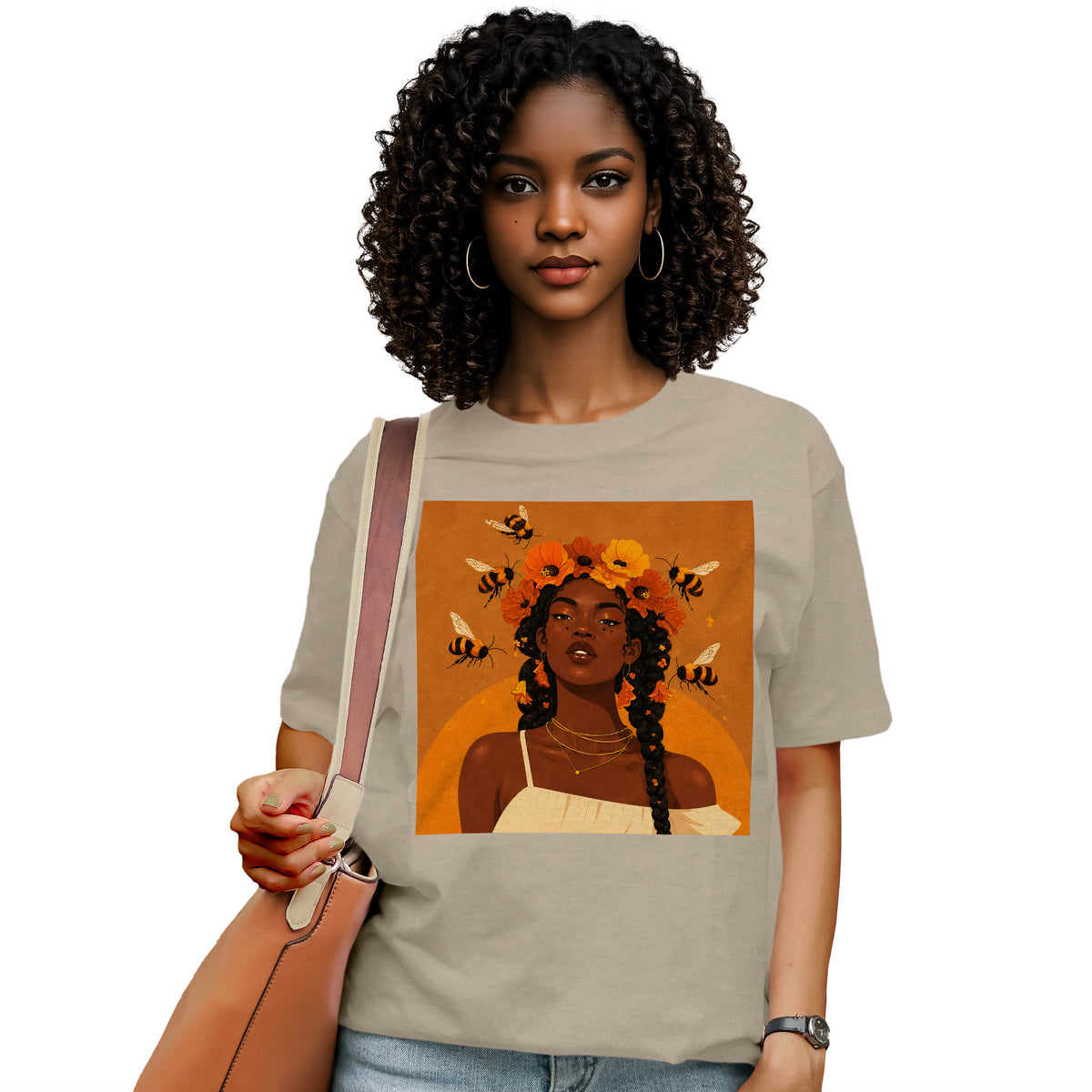 Honey Blossom Afro Goddess T-Shirt