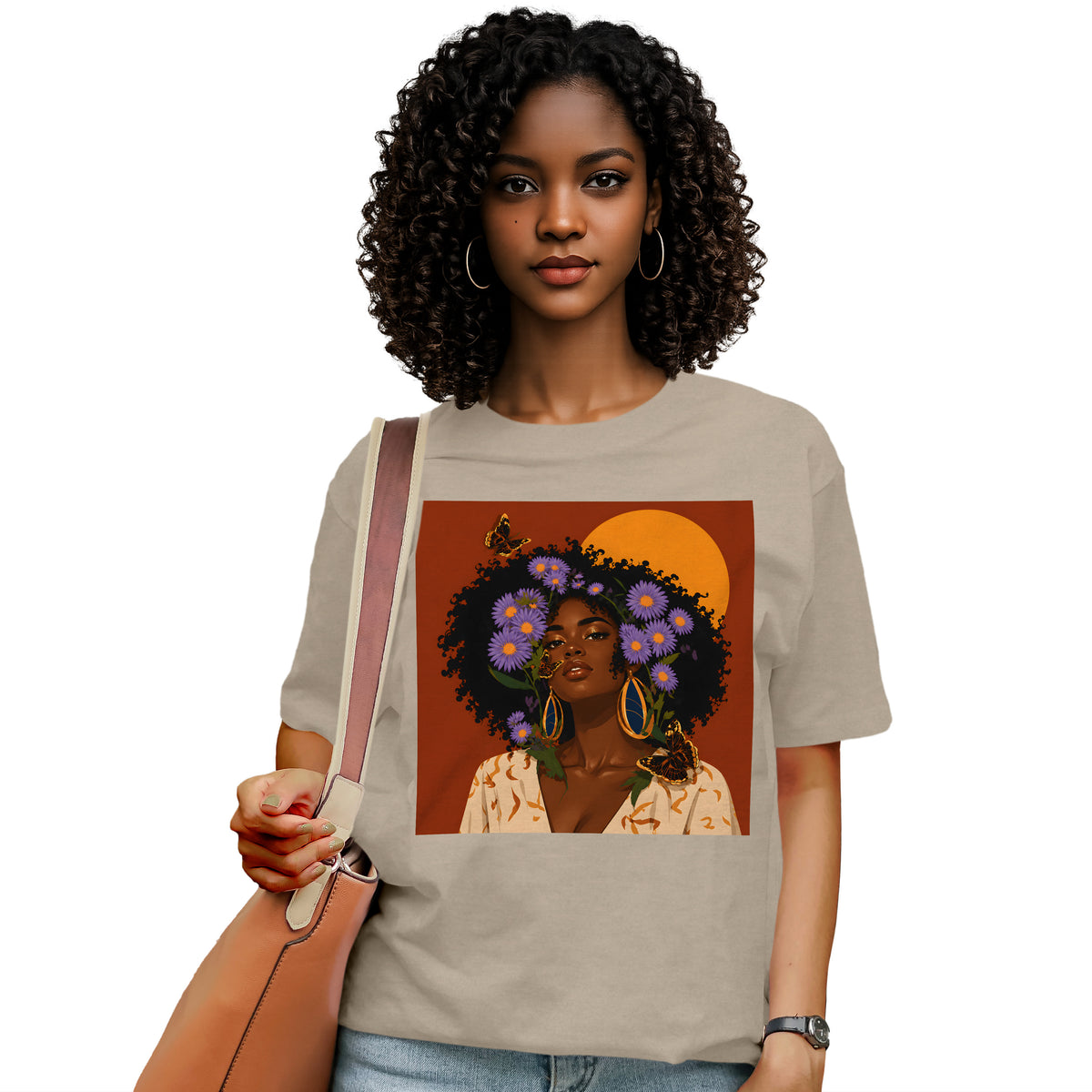 Aster Bloom Afro Goddess T-Shirt