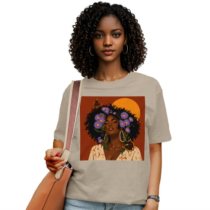 Aster Bloom Afro Goddess T-Shirt