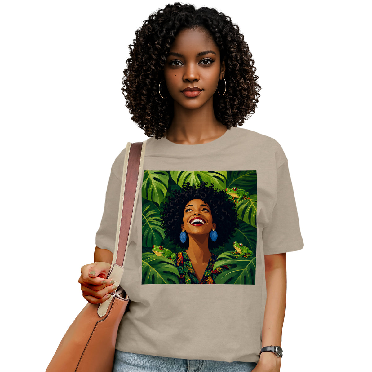 Tropical Frog Afro Queen T-Shirt