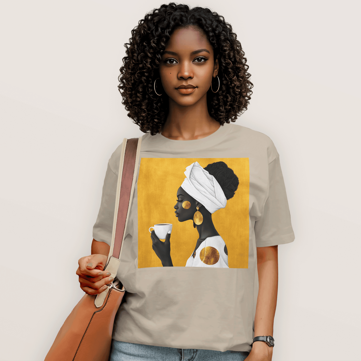 She Sips in Gold T-Shirt