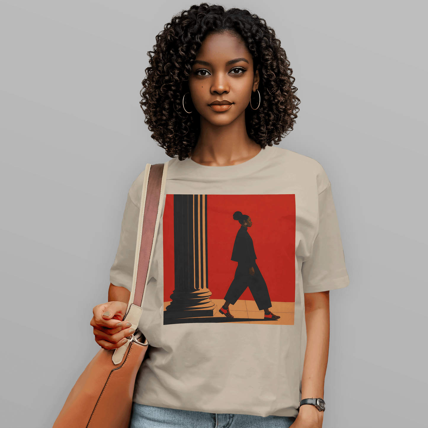 Afrocentric Black Girl Walking Melanin Travels Fashion T-Shirt