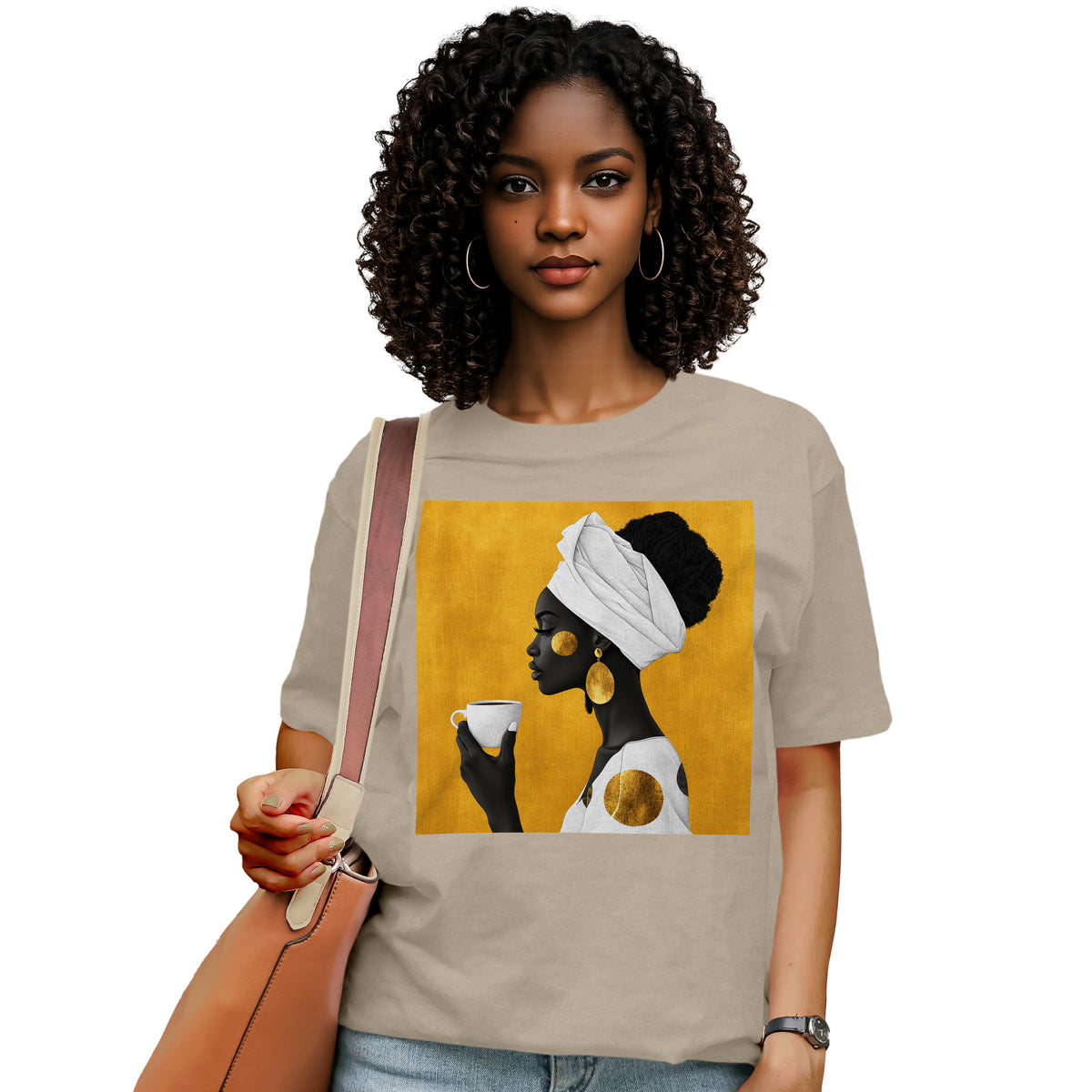 She Sips in Gold T-Shirt
