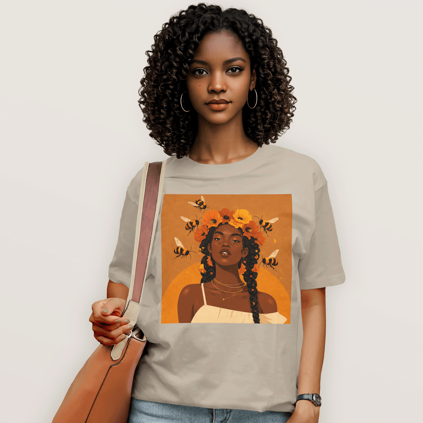 Honey Blossom Afro Goddess T-Shirt
