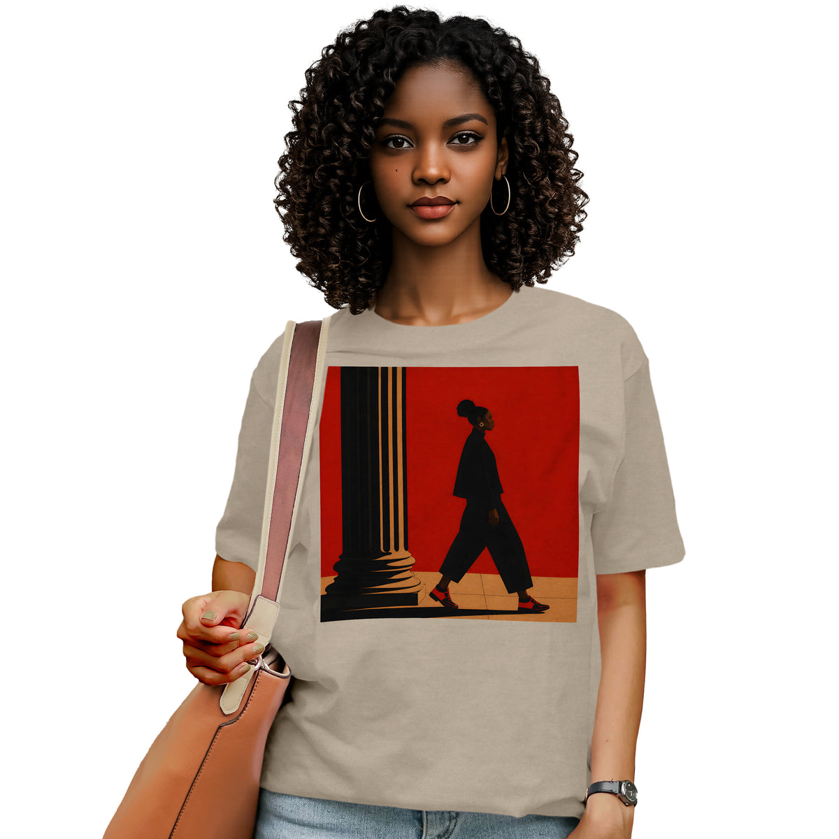 Afrocentric Black Girl Walking T-Shirt