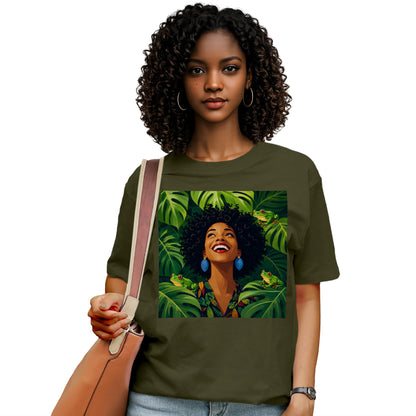 Tropical Frog Afro Queen T-Shirt