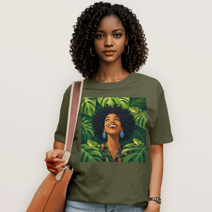 Tropical Frog Afro Queen T-Shirt