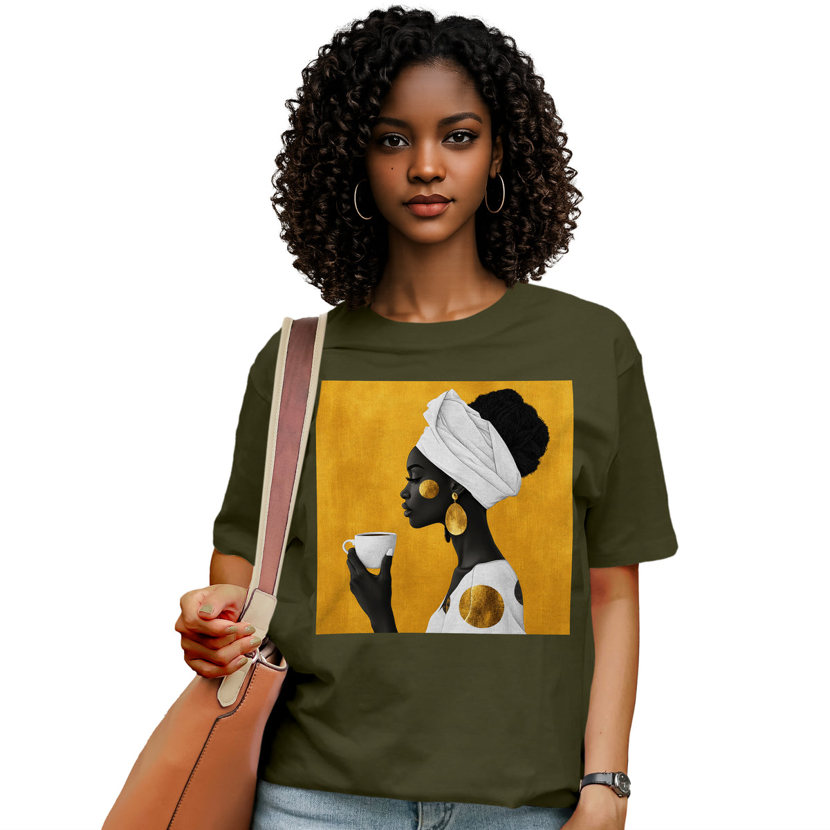 She Sips in Gold T-Shirt
