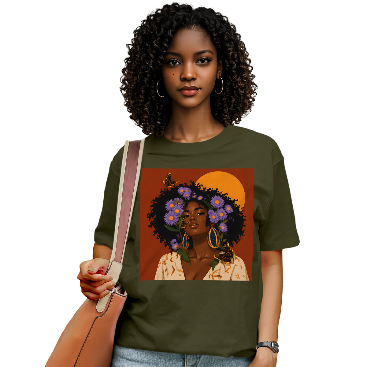 Aster Bloom Afro Goddess T-Shirt