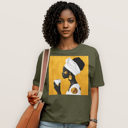 She Sips in Gold T-Shirt