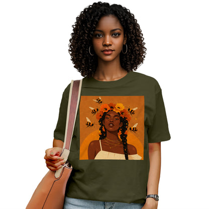 Honey Blossom Afro Goddess T-Shirt