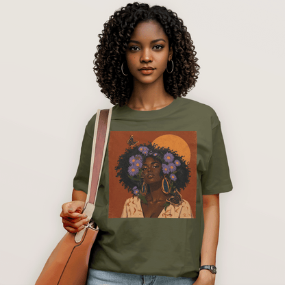 Aster Bloom Afro Goddess T-Shirt