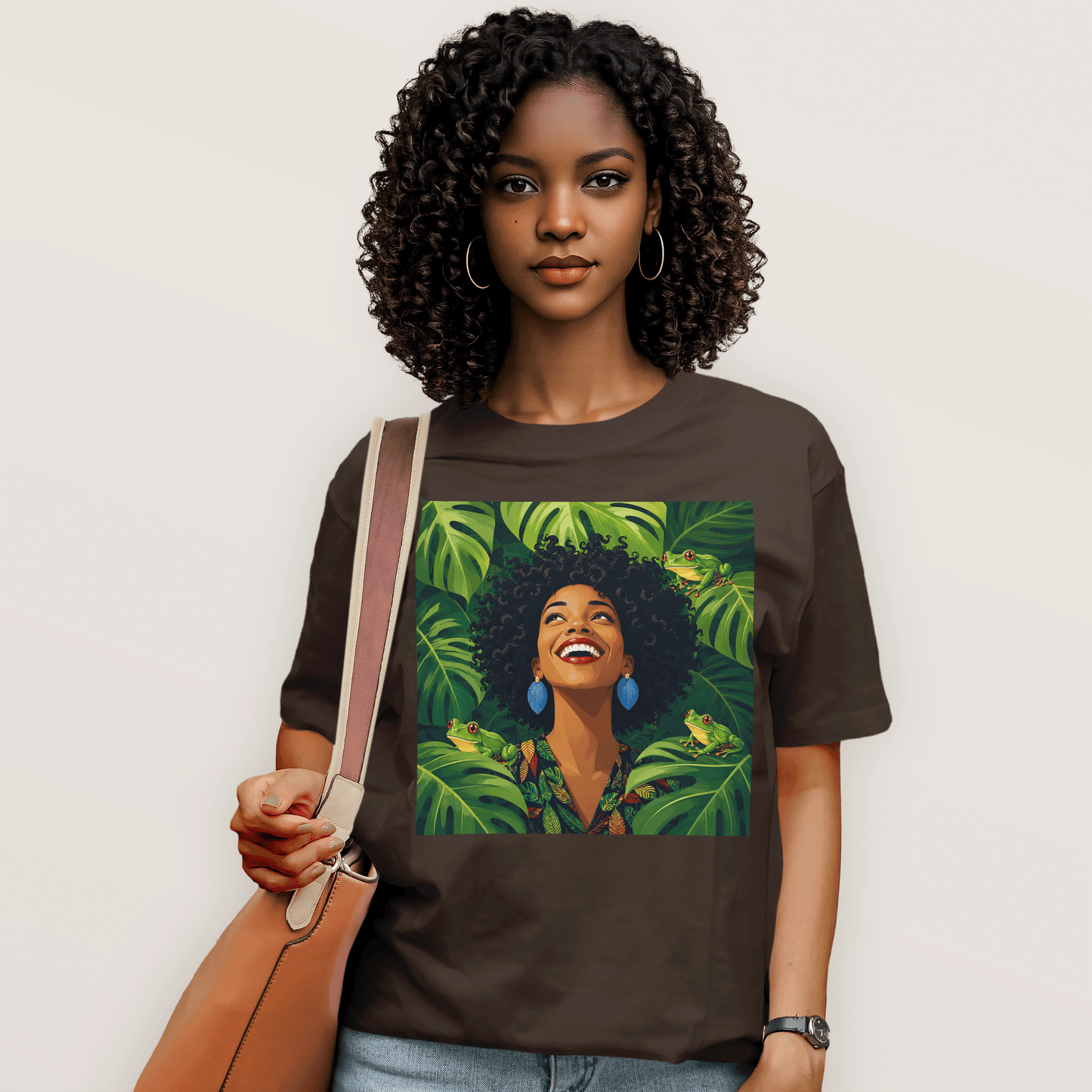Tropical Frog Afro Queen T-Shirt