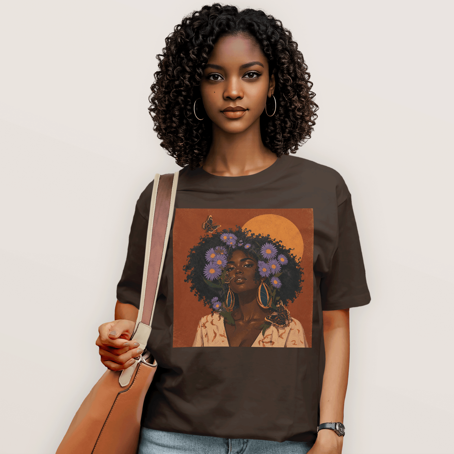 Aster Bloom Afro Goddess T-Shirt