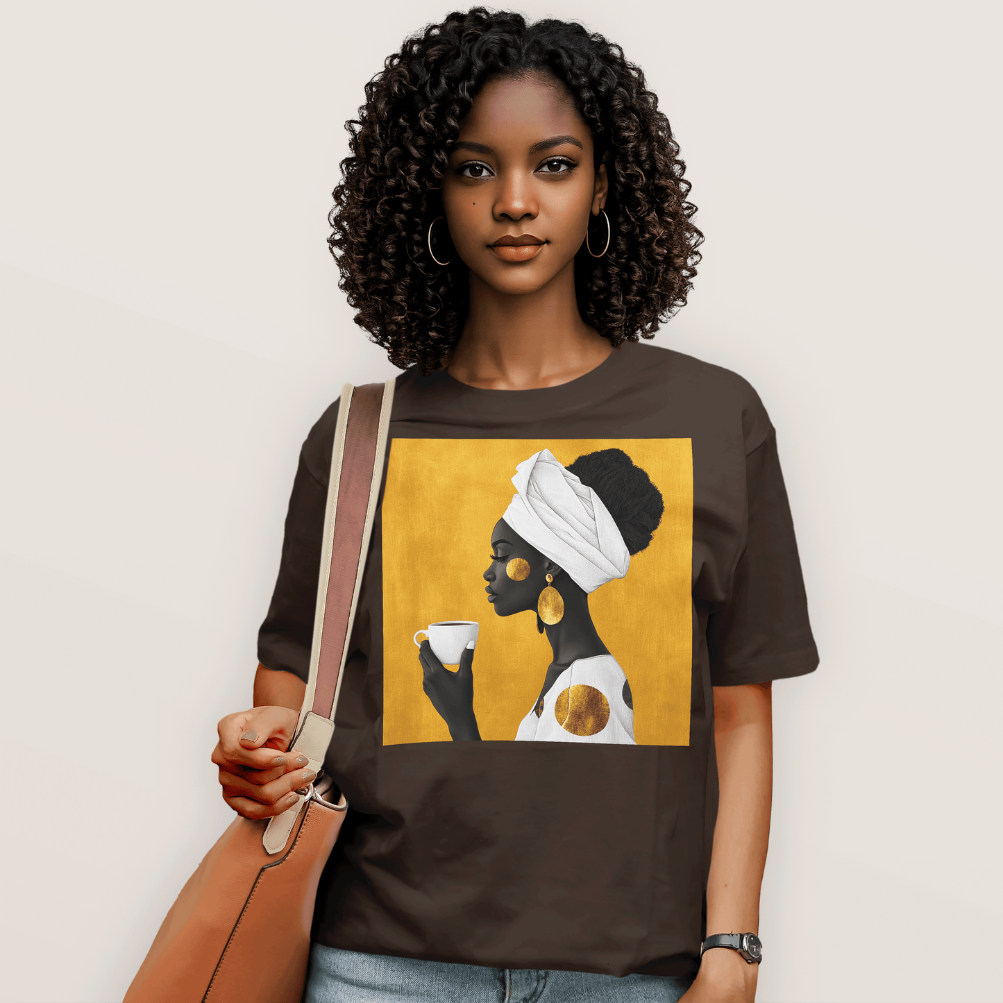 She Sips in Gold T-Shirt