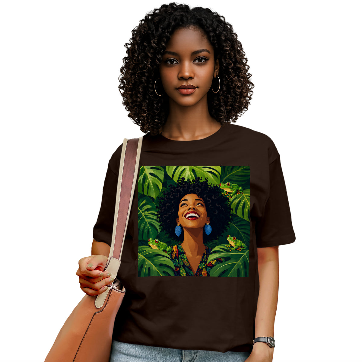 Tropical Frog Afro Queen T-Shirt