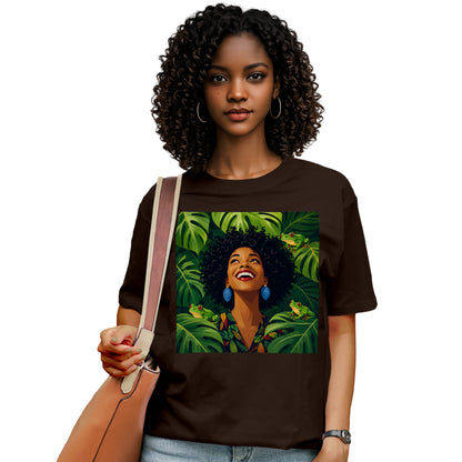 Tropical Frog Afro Queen T-Shirt