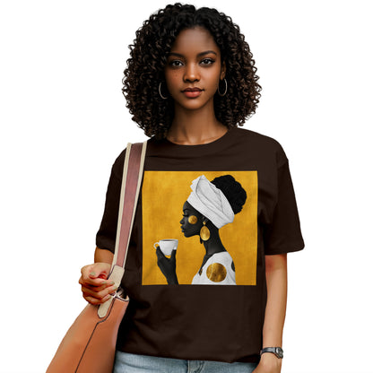 She Sips in Gold T-Shirt