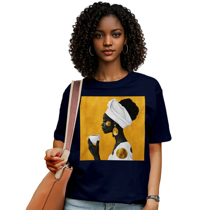 She Sips in Gold T-Shirt