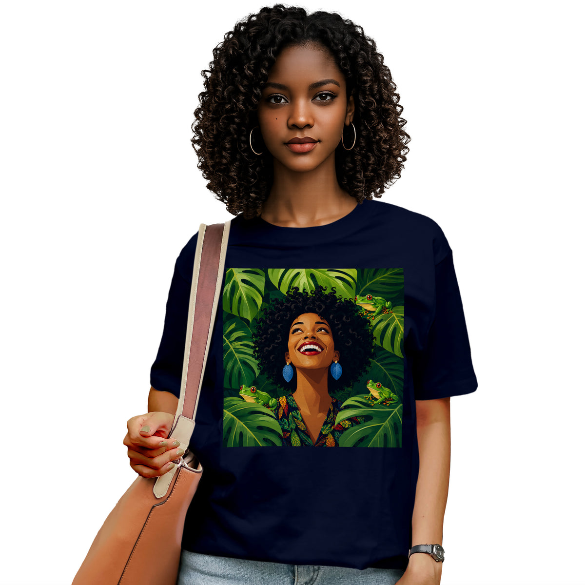 Tropical Frog Afro Queen T-Shirt