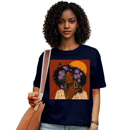 Aster Bloom Afro Goddess T-Shirt