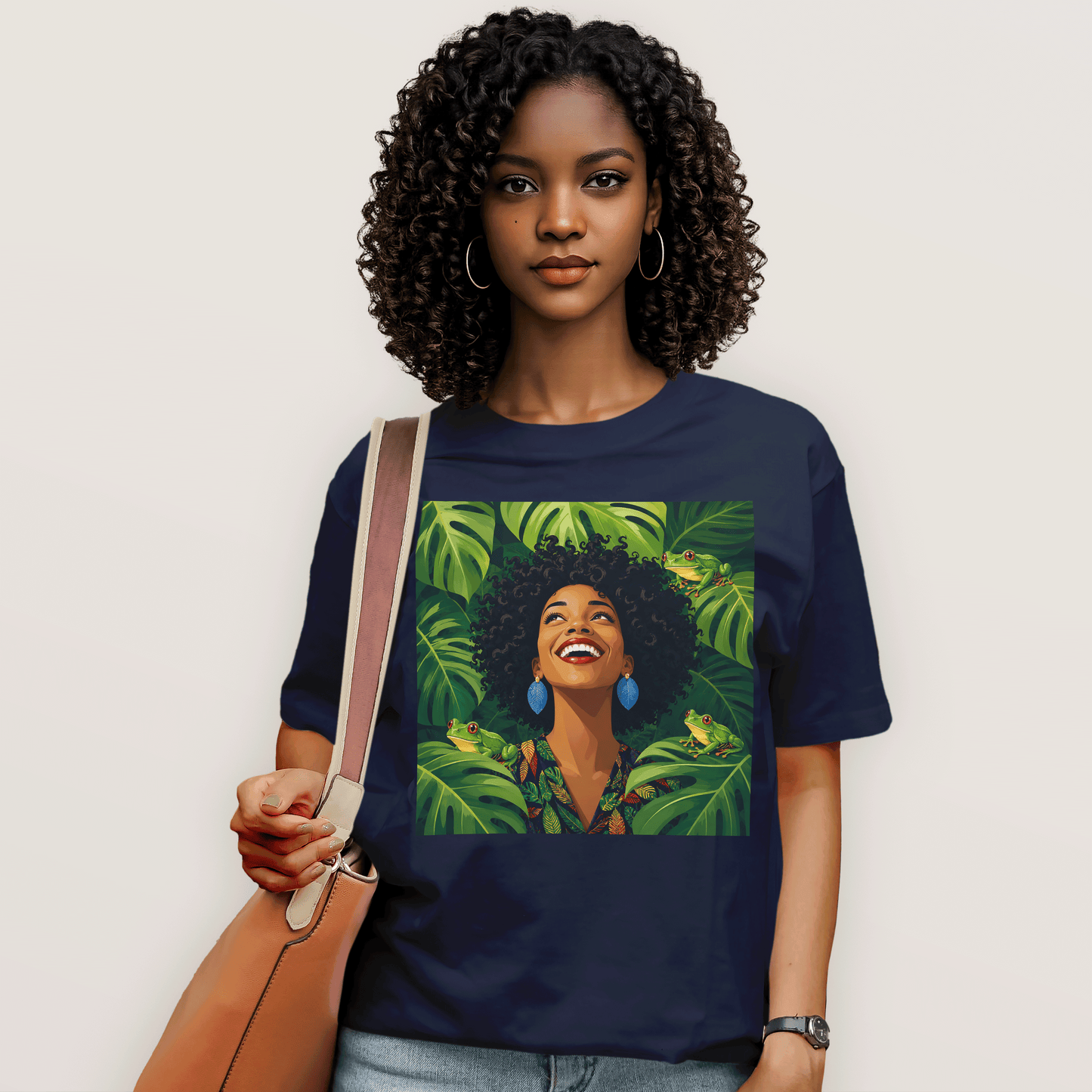 Tropical Frog Afro Queen T-Shirt