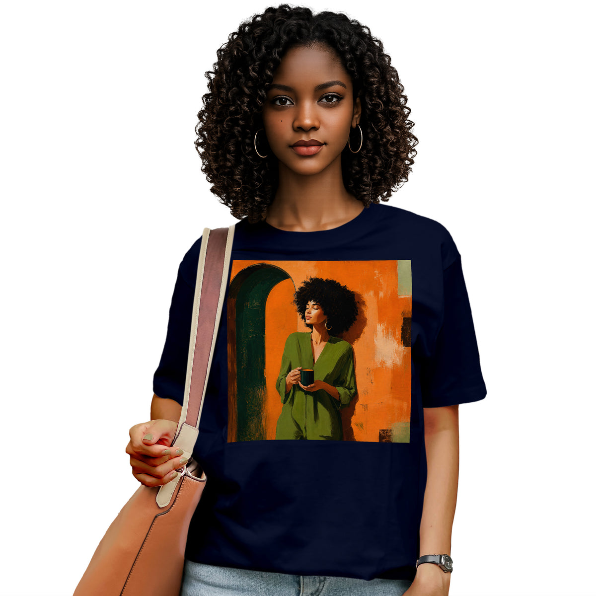 Black Woman Morning Coffee T-Shirt