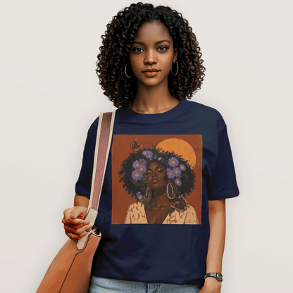 Aster Bloom Afro Goddess T-Shirt